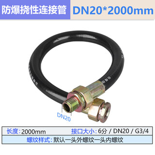 Yfgph explosion-proof flexible connecting pipe bng explosion-proof cable disruptive wiring pipe explosion-proof threading hose 6 points dn20*2000mm/one internal and one external thread