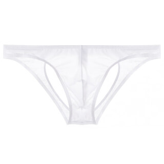 Royal sister-like ice silk double thong men's transparent underwear, men's back empty butt lift, seamless low waist, sexy short for boys, white m, one size fits all