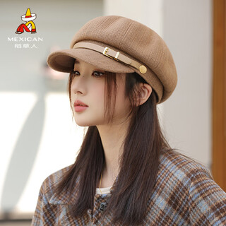 Scarecrow hat women's autumn and winter octagonal hat 2025 new british newsboy hat showing face small beret painter hat peaked hat khaki one size