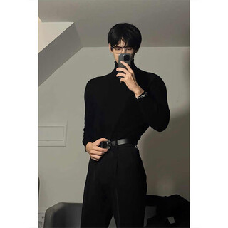 Digada american black turtleneck sweater for men in autumn and winter, handsome and versatile bottoming suit with high-end casual sweater jgcl-m04 black xl