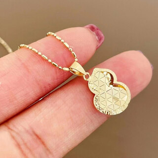 Nanzhi jewelry 18k gold country feng water drop shape gourd pendant turned diamond cut side neck ornament au750 women light gold 18k gold gourd pendant (excluding plain chain)