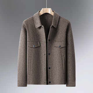 Lilanz cashmere jacket wool woolen coat men's lapel short double-sided nylon jacket for young and middle-aged men dark mixed brown m 48/170