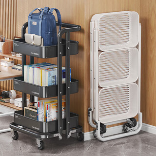 Youqin school bag storage rack mobile trolley with wheels, tableside bag storage device for middle and high schools, floor-standing book storage rack, white 3-layer, assembly-free, carbon steel