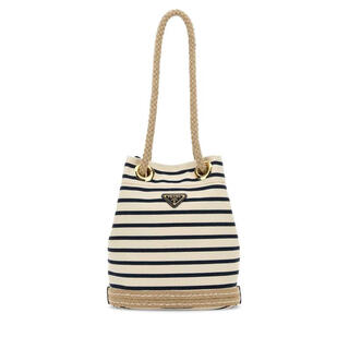Prada fw25 luxury women's embroidered canvas bucket bag stripped one size