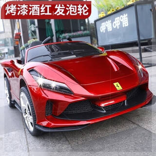 Ogulun ferrari children's electric car four-wheel drive rocking car birthday gift toy car remote control can sit on people high-end version elegant white