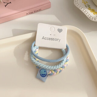 Jiuvia headband does not hurt the hair, high elasticity and durability, rubber band, ponytail hair tie, durable hair rope headwear jyfq129 blue 3-piece set