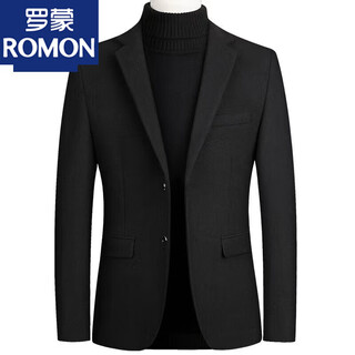 Romon wool suit men's spring and autumn new woolen jacket middle-aged business casual slim suit top black xl 135-150jin jin is equal to 0.5 kg