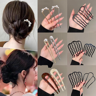 Huamurong 2025 new u-shaped hairpin women's comb hairpin hairpin fixed artifact ancient style hairpin high-end hairpin headwear hairpin collection 12 pieces, never the same every day