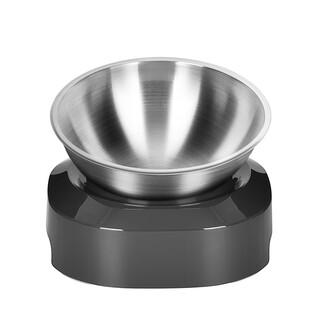 Oemg cat bowl double bowl dog bowl pet neck protection drinking bowl stainless steel cat rice bowl slanted mouth anti-tip cat food cat food bowl stainless steel - single bowl m - medium size