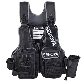 Tresx luya sea fishing vest buoyancy vest multi-functional fishing life jacket lightweight fishing suit for rock fishing boat new style black one-size-fits-all adult