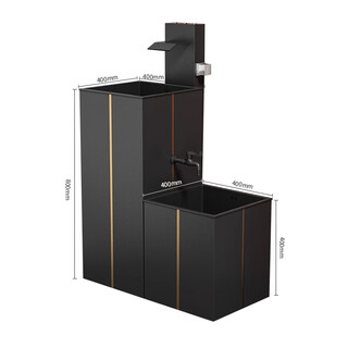 Stainless steel pedestal wash basin outdoor wash basin courtyard floor-standing pedestal basin home balcony outdoor pool black faucet pedestal basin mop pool (one-piece