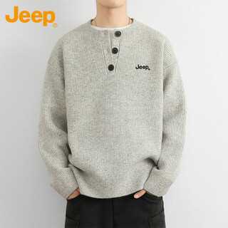 Jeep (jeep) sweater men's winter inner layering shirt men's thickened warm sweater clothes men's light gray xl
