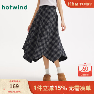 Hotwind 2025 winter new women's plaid irregular skirt 37 pattern s