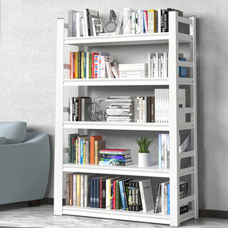 Tangji bookshelf bookcase home floor-standing storage shelf student steel storage storage shelf white five-layer 50*30*138