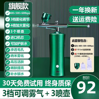 Oxygen injection instrument household facial spray gun hydration instrument nano sprayer beauty instrument oxygen injection instrument beauty hydration instrument flagship green 600p 3 spray bottles 3 levels of mist