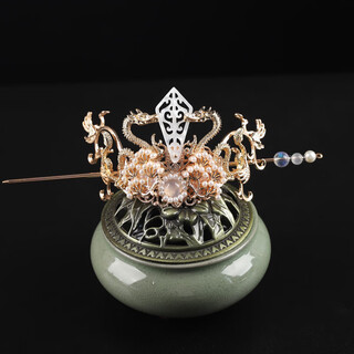 Mengyi ancient style men's crown women's hair crown ancient costume hanfu cos hairpin jewelry multi-color classical hair accessories gold