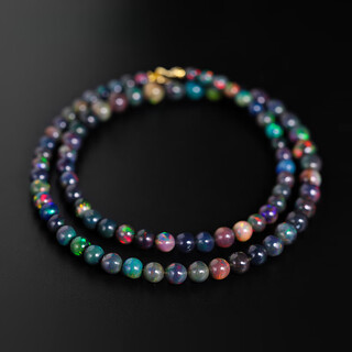 Coasze black opal necklace for women 18k gold gemstone clavicle chain colorful beaded neck ornament customized for wife and girlfriend black opal necklace 40cm