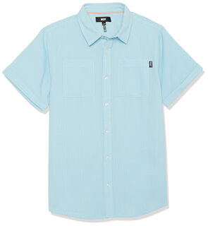 Dkny boys classic long-sleeved knitted button-down shirt baby blue medium