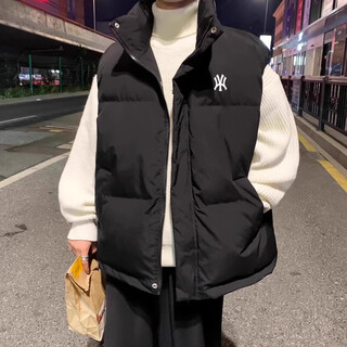 Down cotton vest men's autumn and winter hong kong fashion brand trend thickened and warm men's casual couple wear light jacket black 2xl