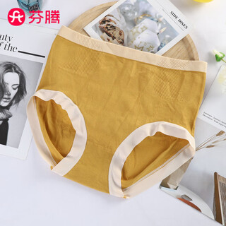 Fenton independent pack new graphene seamless women's high waist large size belly controlling butt lifting body shaping briefs underwear for women yellow one size (90-140jin jin is equal to 0.5kg)