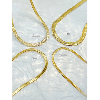 Fat donglai same style 18k gold necklace snake bone chain snake bone plated 18k gold men and women kendou same style european and american street in blade snake chain gold width 3mm long 40cm + 5cm extension