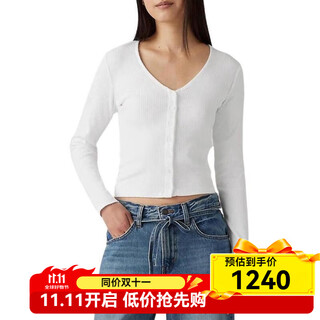 Levi's (levi's) women's sweater, warm, comfortable, slim, long-sleeved, daily autumn and winter knitted simple white, one size fits all | eu xs