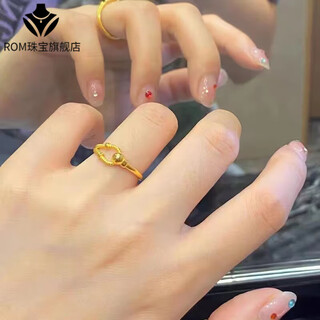 Fat donglai same style 18k gold ring new spring horseshoe buckle women's 999 gold fashion simple 3d hard gold half bracelet hand horseshoe buckle bracelet