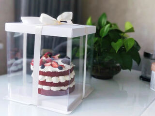 Transparent birthday box 4 inches 6 inches 8 inches 10 inches single layer double layer heightened transparent packaging box white model 5 sets 12 inches 5 layers