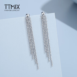 Ttmix gypsophila pt950 platinum tassel earrings platinum earrings spring and summer long earrings for girlfriend 3.9-4.1g
