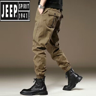 Jeep (jeep) autumn retro american overalls men's 2024 new men's pants sports harem pants casual pants men 818 (camel) regular 2xl (recommended 135-150jin jin equals 0.5 kg