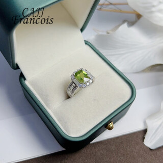 Cajj francois 2.0 carat peridot ring for women, natural colored gemstone, jewelry gemstone, 925 silver inlaid, size 13