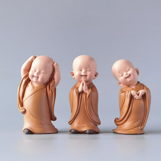 Qia shuo creative antique little monk ornaments buddhist zen home living room tea table character doll bonsai landscaping decoration suiyuan 17abc three styles about 8.0cm high