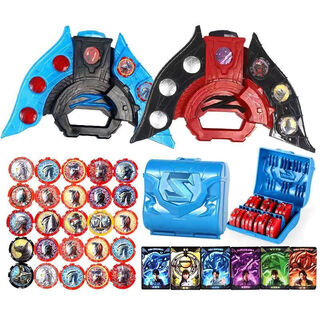 Ultraman zeta sublimator transformer medal soft plastic doll card magic sword gun bow deluxe edition children's toy double sublimator + 2 medal box + 42 medals + 6 cards