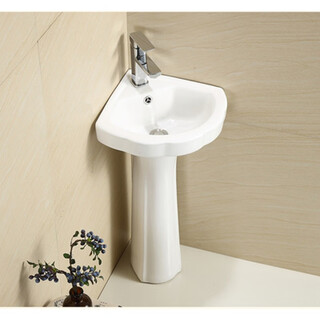 Jomoo jomoo bathroom pedestal basin bathroom ceramic wash basin hand wash basin balcony household integrated pedestal basin d type pedestal basin + faucet + drain accessories