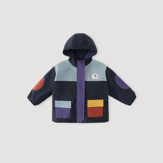 Bali piglet children's autumn and winter cotton clothes baby hooded padded jacket thickened warm three-proof cotton clothes 2024 new boys cotton jacket navy 100 cm