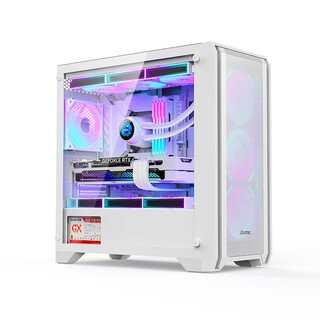 Huntkey gx750s predator white gaming chassis (exquisite iron mesh/strong cooling/steel glass side panel/360 water cooling/12 fan positions/m-atx motherboard/40 series graphics card)