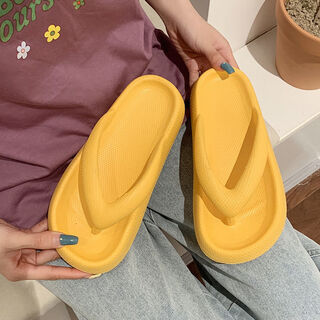 Ziwu dry-stepping thick-soled flip-flops for women's summer home bathing non-slip and anti-odor flip-flops for outdoor wear yellow 36/37 (inner length 23.5cm)