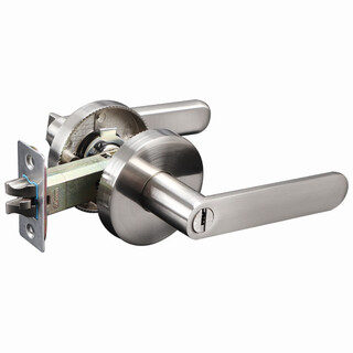 Qiaobole bathroom door lock bedroom door lock wooden door lock black ball lock three-pole door handle keyless handle brushed silver without key