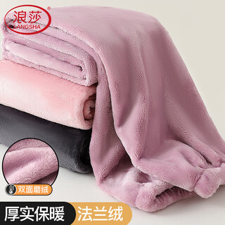 Langsha pajama pants women's trousers autumn and winter plus velvet thickened flannel large size warm pants coral velvet home pants purple l