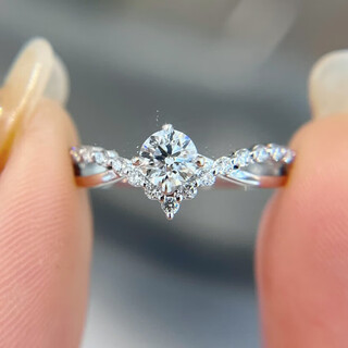 Yanyue iauiue natural real diamond ring 32 points fg clarity vs national inspection certificate cross v-shaped slimming wedding proposal ring for women, huge and beautiful 0.32 carat no. 13 finger ring