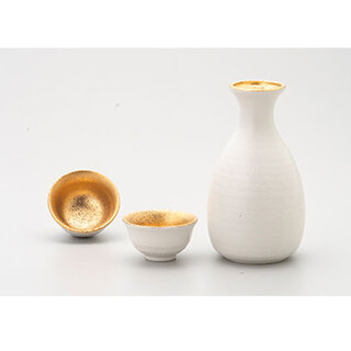 Marumo japan national pavilion yamada seine 3-piece set wine cooler ceramic wine set sake glass jug wine dispenser white frosted gold roll wine set 3-piece set