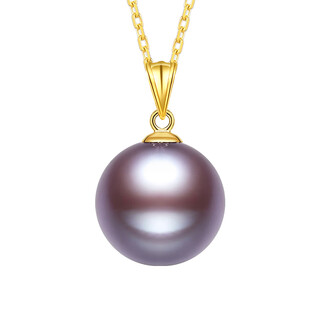 Shengli edison pearl pendant 18k gold necklace freshwater pearl clavicle chain mother's pendant jewelry for women yellow 18k gold thickened melon seed buckle purple edison 9-10mm