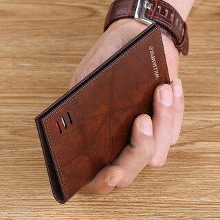 Williampolo paul men's wallet ultra-thin mini card holder men's genuine leather vertical driver's license bank card holder document bag maple leaf pattern-three color pattern