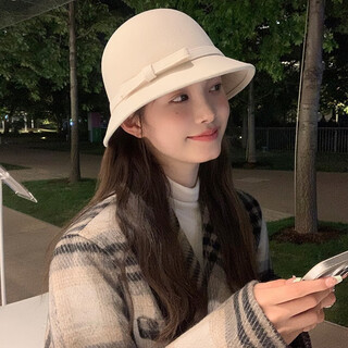 Jin jin is equal to 0.5 kg. mu qiudong fisherman hat woolen felt hat women's retro small fragrant style hat hepburn style outdoor travel sun hat korean fisherman hat strip white