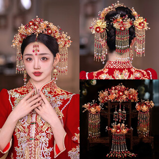 Pupan new chinese style xiuhe headwear 2024 new style ancient style bridal hair accessories xiuhe clothing wedding dress accessories because of you tiara set (ear clip)