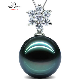 Tahitian black pearl pendant necklace single mother-of-pearl bead snowflake clavicle chain 925 silver 8mm-9mm black