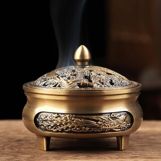 Jihuang brass incense burner home indoor three-legged all-copper stove plate incense sandalwood incense incense tower incense thread incense powder stove three-legged incense burner