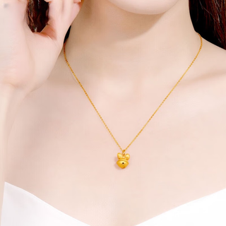 Jun kiss the runaway princess gold pendant female 999 pure gold bow bell necklace gift for girlfriend bow pendant with s925 silver chain 1.2g