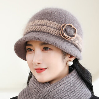 Red dragonfly lady's hat for middle-aged and elderly women winter old man hat wool mother's hat winter knitted hat for grandma and old lady rabbit fur blended single hat w2415 khaki