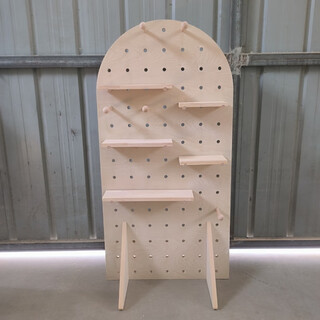 Solid wood hole board floor-standing storage rack fan-shaped arched living room entrance decoration storage hole 60*120cm log color multi-layer board floor-standing bracket type 6 colors. 4 specifications optional